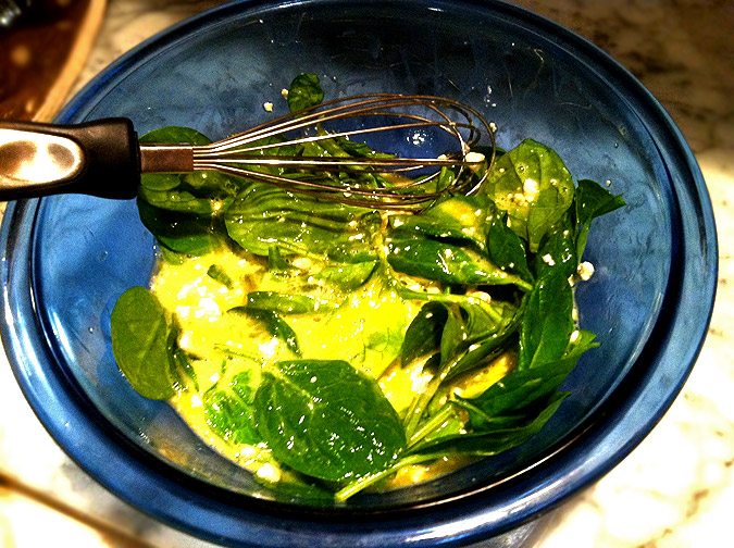 Difficult to mix spinach.