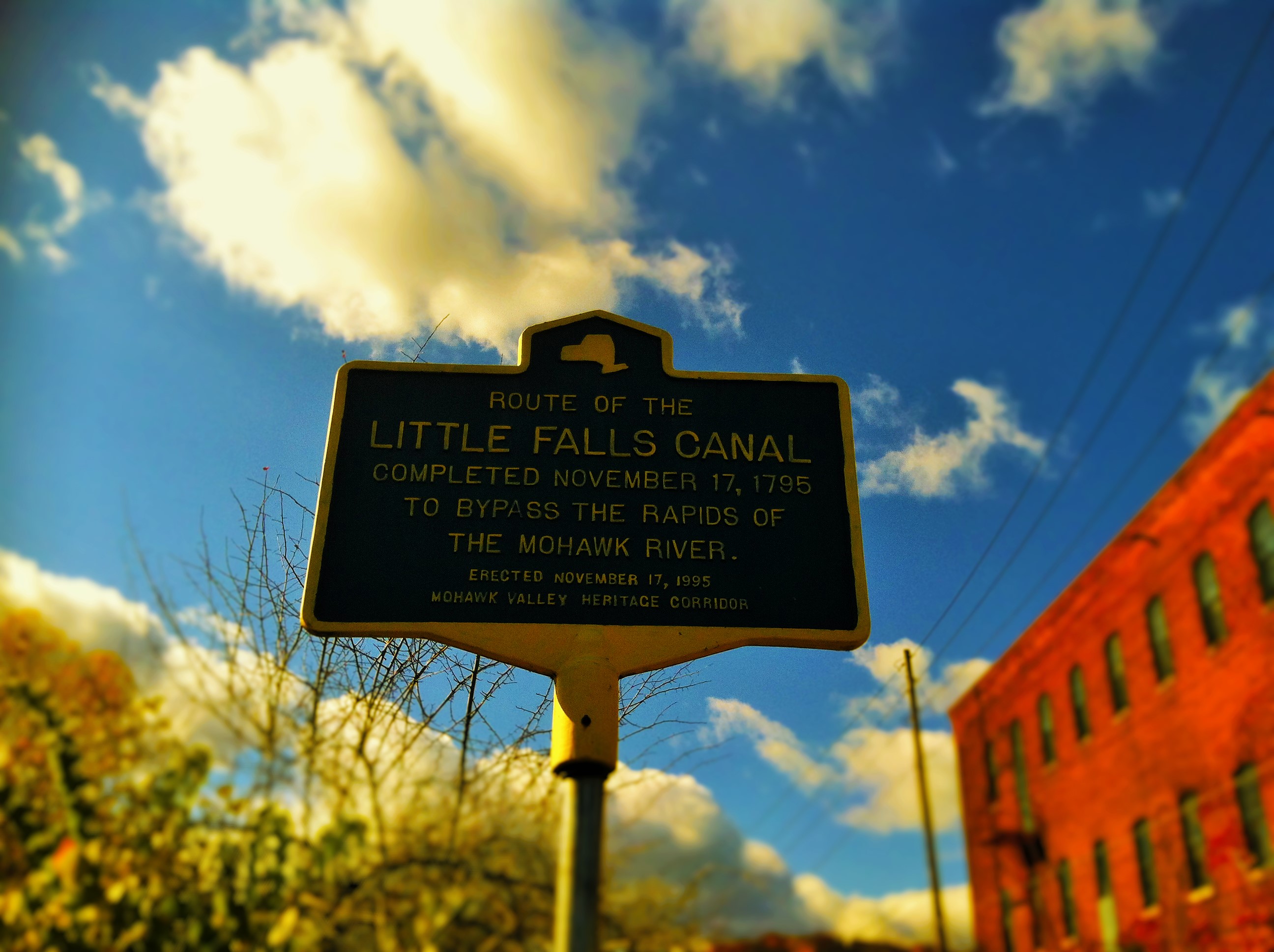 Historical marker at the Little Falls Canal area